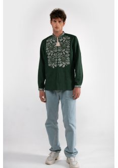 Men's embroidered shirt "Strilkivtsi" dark green"