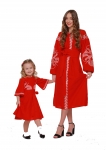 Dresses embroidered for Mom and Daughter “Vesnyanka” claret