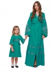 Girl dress embroidered "Vesnyanka" sea wave