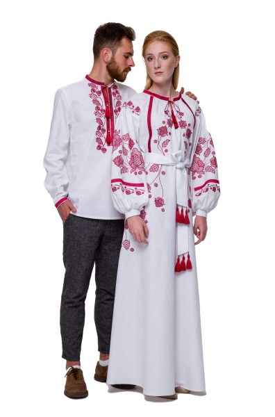 Family vyshyvanka “Grym" and "Gromovytsya" claret