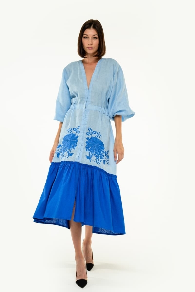 Embroidered dress Zhuravka lightblue